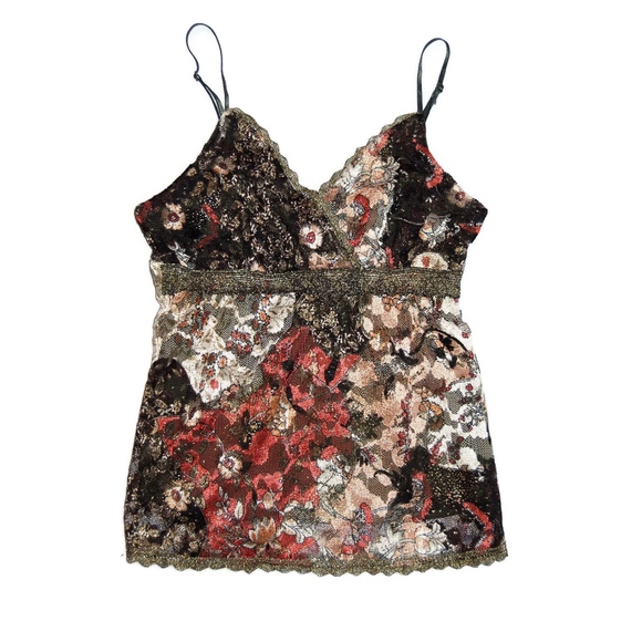 Weston Wear Tops - Weston Wear Floral Metallic Lace Cami Top